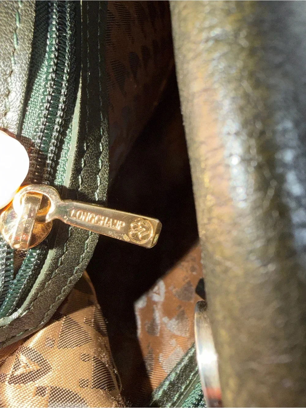 LONGCHAMP DARK GREEN BALZANE LEATHER BAG - Picture 14 of 15